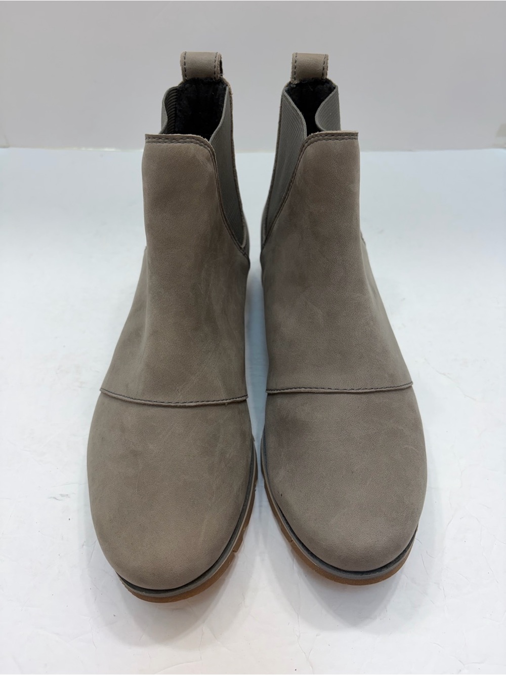 🔆SOREL Joan Now Chelsea Boots Gray Leather Waterproof Ankle Booties Women’s Sz 7
